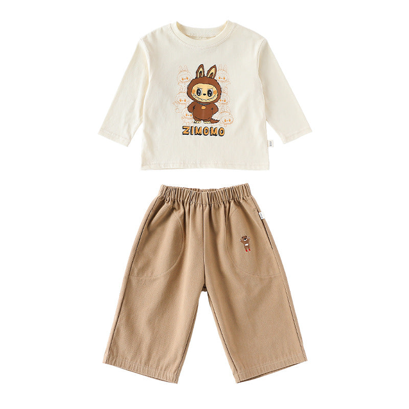 Spring and Autumn Baby Kids Cartoon Pattern Long Sleeves Top and Pants Cute Clothing Set, MyKids-USA®, Baby & Toddler Outfits, MyKids-USA - Size/Age - 80 (9-12M) - Color - Khaki -  -  - TR2509262343-B