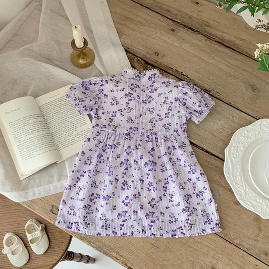 Arrival Summer Girls Dense Floral Pattern Short Sleeves Beaded Design Dress, MyKids-USA®, Baby & Toddler Dresses, MyKids-USA -  -  -  -  -  -  - 