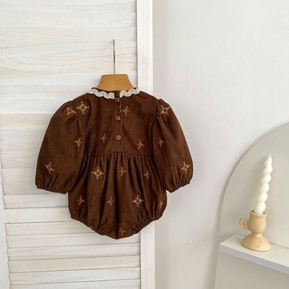 MyKids-USA® Autumn Embroidery Pattern Baby Kids Girls Princess Long Sleeves Bodysuit