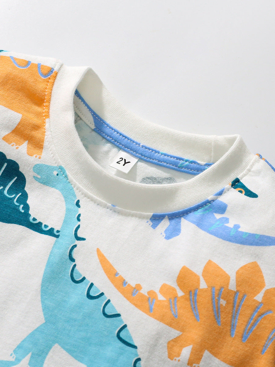 Baby Kids Boys Dinosaurs Print T-Shirt And Shorts Casual Clothing Set