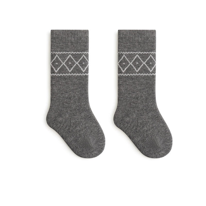 Autumn and Winter Baby Unisex Breathable Simple Argyle Pattern Warm Socks