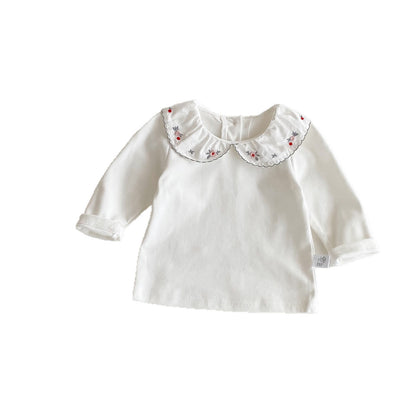 Autumn Arrival Baby Girls Flowers Embroidered Pattern Long Sleeves Top with Collar, MyKids-USA®, Baby & Toddler Tops, MyKids-USA -  -  -  -  -  -  - 