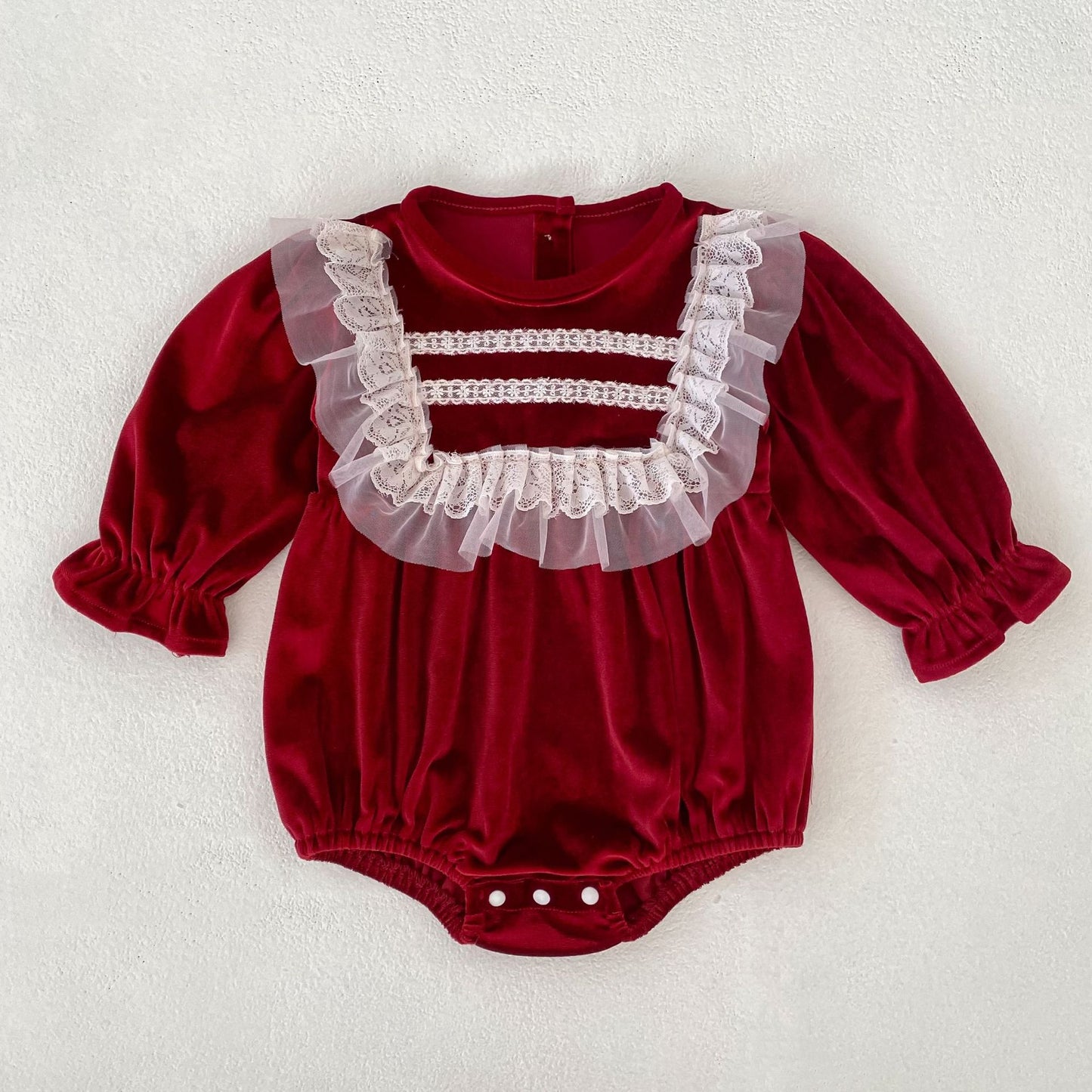 MyKids-USA® Autumn Lace Trim Baby Kids Girls Princess Long Sleeves Bodysuit
