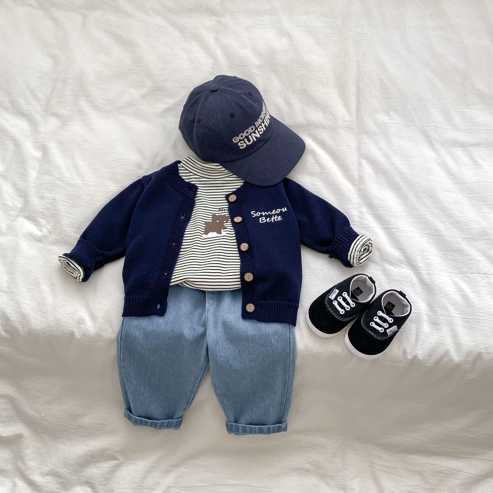 Autumn Baby Kids Boys Letters Embroidery Pattern Knitted Crew Neck Cardigan (Solo), Denim Pants and Striped Shirts, MyKids-USA®, Baby & Toddler Outfits, MyKids-USA -  -  -  -  -  -  - 
