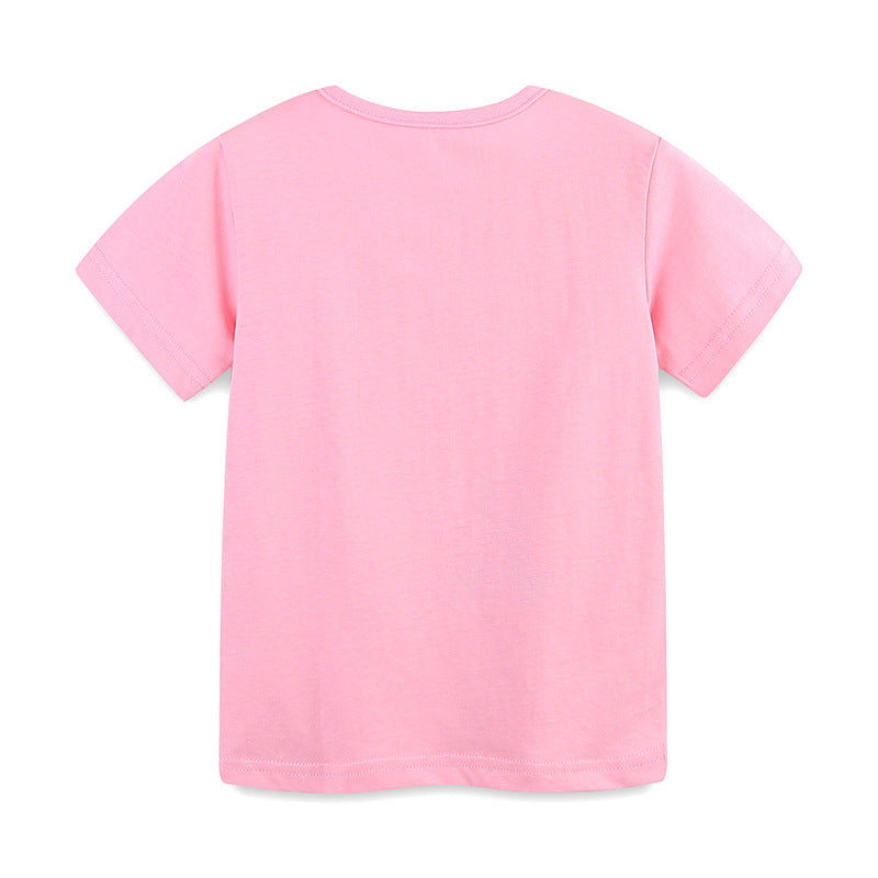 Summer Girls’ Sun and Moon Cartoon Pattern T-shirt in European and American Style, MyKids-USA®, Baby & Toddler Tops, MyKids-USA -  -  -  -  -  -  - 