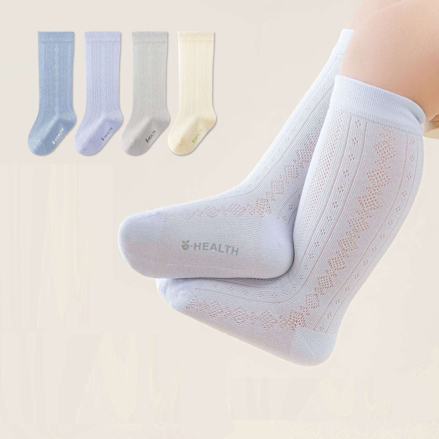 Spring and Summer Baby Kids Boys and Girls Breathable Letters and Geometric Pattern Mid-calf Socks Set