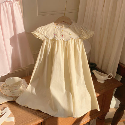 Summer Baby Kids Girls French Short Sleeves Floral Pattern Embroidered Dress, MyKids-USA®, Baby & Toddler Dresses, MyKids-USA - Size/Age - 90 (12-24M) - Color - Apricot -  -  - TR2503092346-B