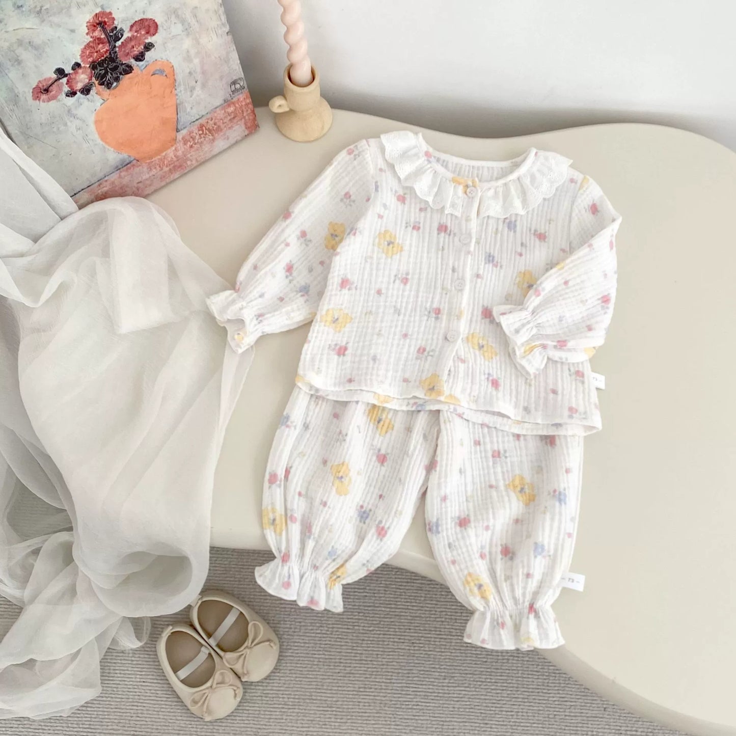 Spring and Autumn Baby Kids Girls Simple Pattern Long Sleeves Top and Pants Pajamas Clothing Set, MyKids-USA®, Baby & Toddler Sleepwear, MyKids-USA - Size/Age - 66 (3-6M) - Color - Light Pink -  -  - TR2508152157-B