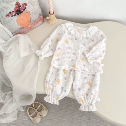 Spring and Autumn Baby Kids Girls Simple Pattern Long Sleeves Top and Pants Pajamas Clothing Set, MyKids-USA®, Baby & Toddler Sleepwear, MyKids-USA - Size/Age - 66 (3-6M) - Color - Light Pink -  -  - TR2508152157-B