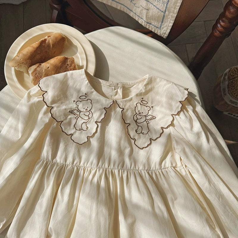 Arrival Autumn Girls Teddy Bear Embroidered Pattern Long Sleeves Dress with Collar, MyKids-USA®, Baby & Toddler Dresses, MyKids-USA -  -  -  -  -  -  - 