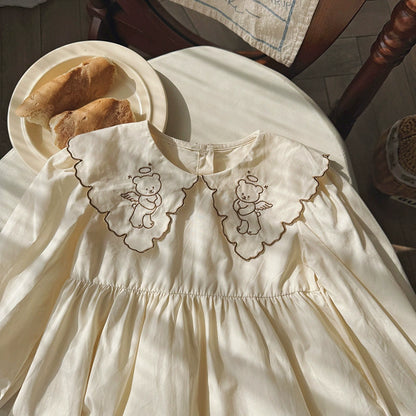 Arrival Autumn Girls Teddy Bear Embroidered Pattern Long Sleeves Dress with Collar, MyKids-USA®, Baby & Toddler Dresses, MyKids-USA -  -  -  -  -  -  - 