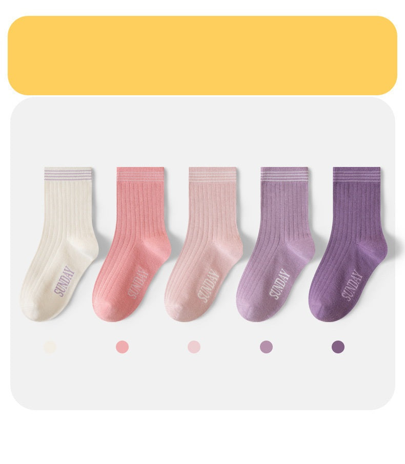 Autumn and Winter Arrival Baby Kids Boys and Girls Breathable Letters Pattern Socks 1 Lot=5-Pair Set, MyKids-USA®, Baby & Toddler Socks & Tights, MyKids-USA - Size/Age - M (3-5Y) - Color - Beige -  -  - TR2511202346-A