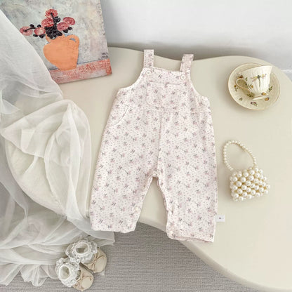 Spring and Autumn Kids Girls Jacquard Pattern Long Sleeves Pink Top and Floral Overalls Clothing Set, MyKids-USA®, Baby One-Pieces, MyKids-USA -  -  -  -  -  -  - 