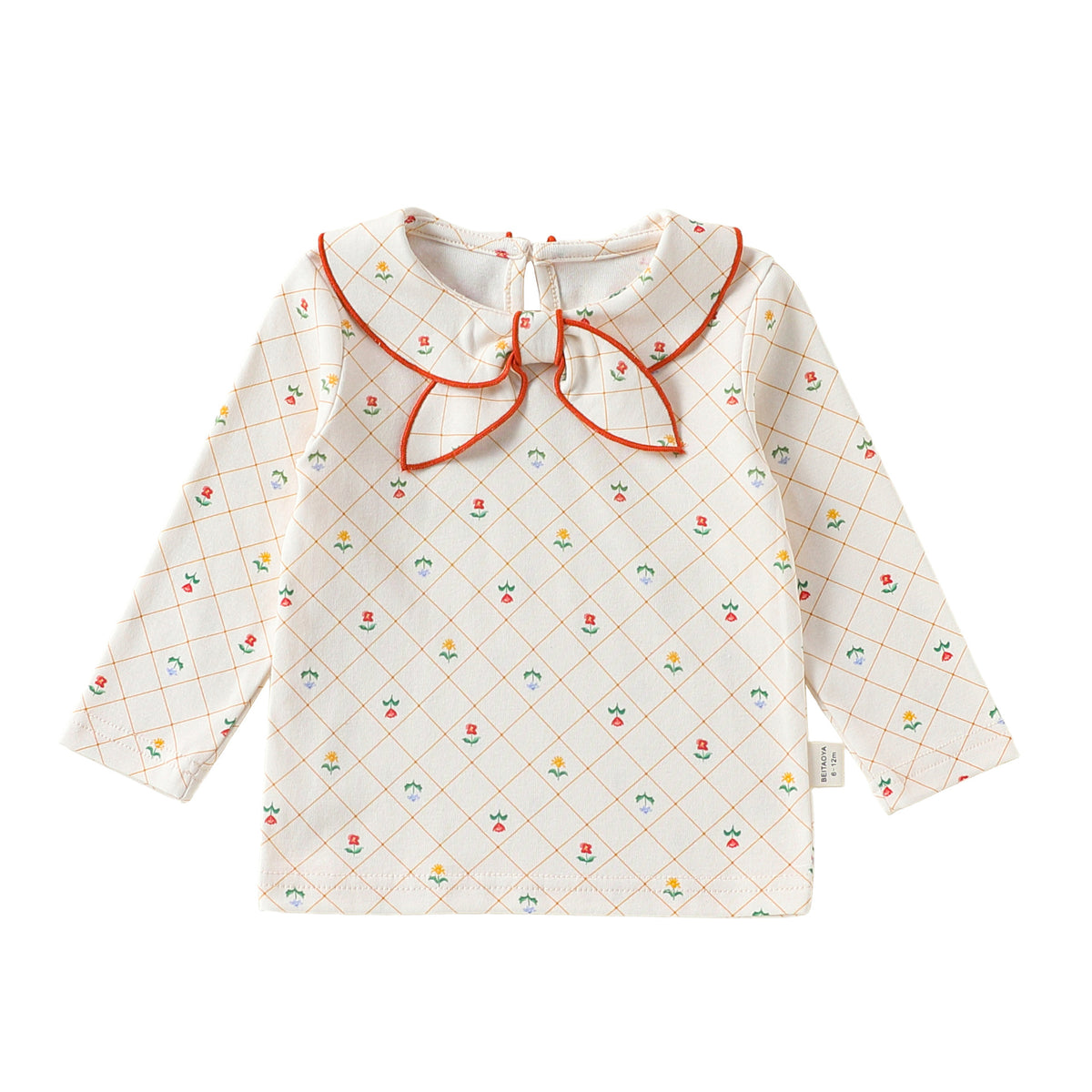 MyKids-USA® Autumn Arrival Baby Kids Girls Long Sleeves Flowers Pattern Navy Collar Top