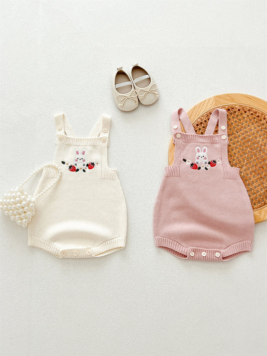 Autumn Arrival Baby Girls Cute Rabbits Pattern Sleeveless Onesies with Straps, MyKids-USA®, Baby One-Pieces, MyKids-USA - Size/Age - 66 (3-6M) - Color - White -  -  - TR2408151116-B