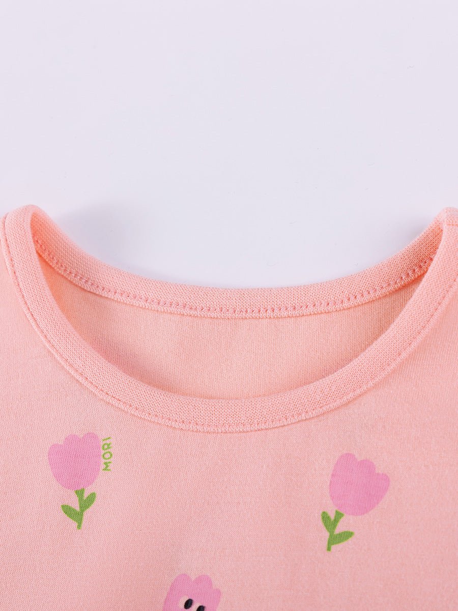 Summer Arrival Flowers Cartoon Pattern Short Sleeves Crew Neck Dress for Stylish Girls, MyKids-USA®, Baby & Children's Dresses, MyKids-USA -  -  -  -  -  -  - .