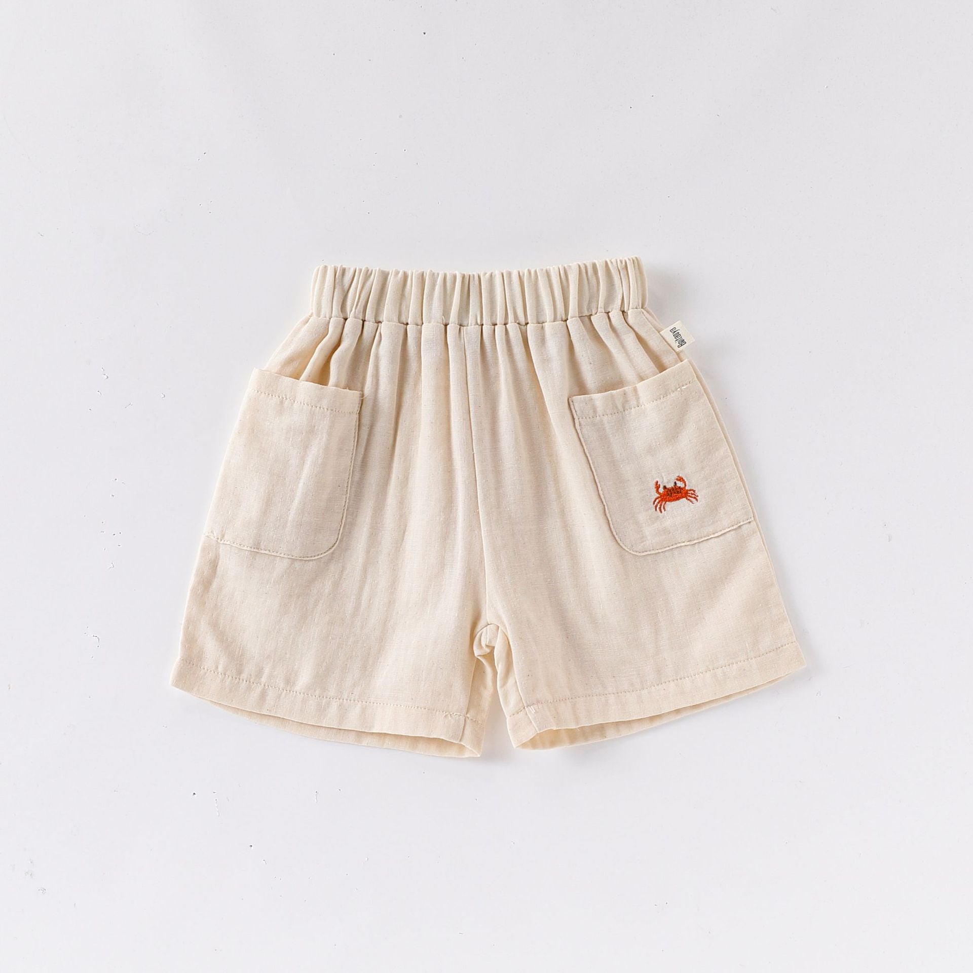 Summer Arrival Kids Unisex Cotton Casual Style Animals Embroidered Pattern Pocketed Shorts, MyKids-USA®, Shorts, MyKids-USA - Size/Age - 73 (6-9M) - Color - Apricot -  -  - TR2504282012-A