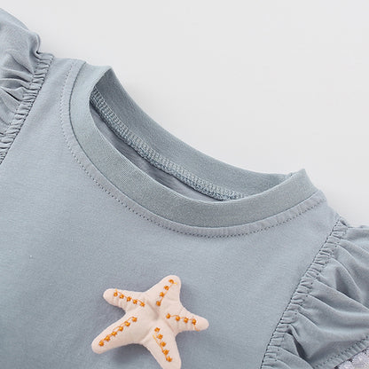 Summer Girls’ Cartoon Marine Animals Pattern Fly Sleeves Top Shirt in European and American Style, MyKids-USA®, Baby & Toddler Tops, MyKids-USA -  -  -  -  -  -  - 