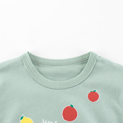 Summer Baby Kids Girls Letters and Fruits Cartoon Print Short Sleeves Crew Neck Top Shirt, MyKids-USA®, Shirts, MyKids-USA -  -  -  -  -  -  - 