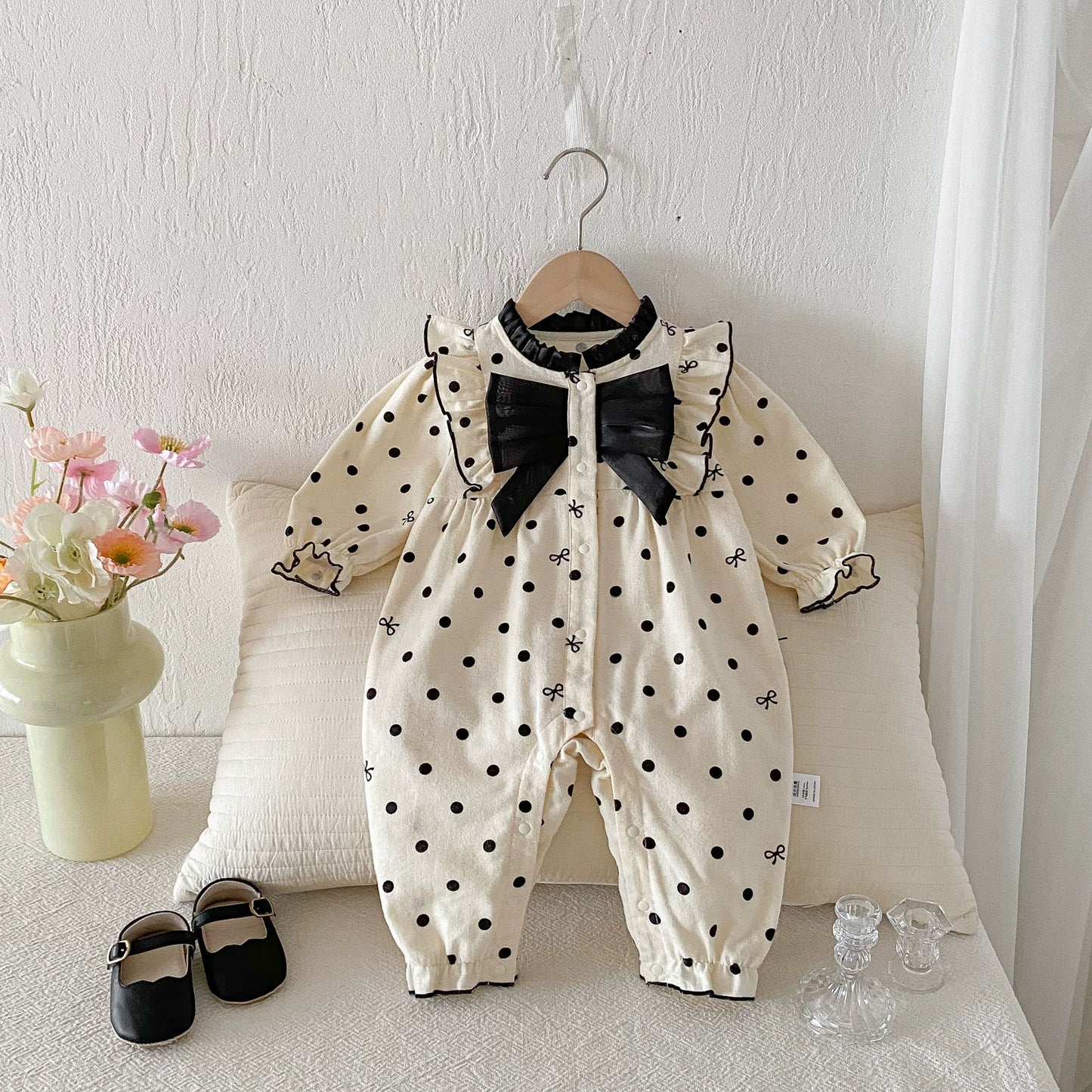 Autumn Arrival Baby Girls Long Sleeves Dots Pattern Rompers, MyKids-USA®, Baby One-Pieces, MyKids-USA -  -  -  -  -  -  - 