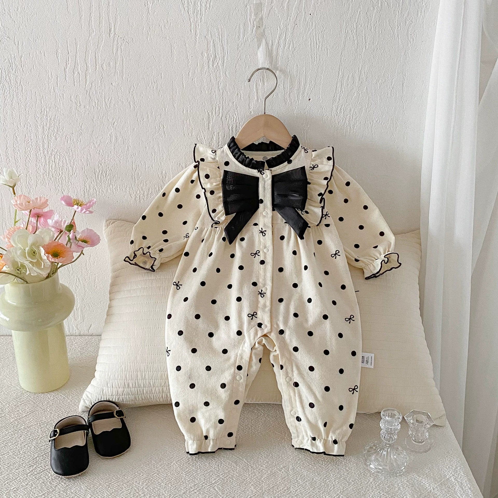 Autumn Arrival Baby Girls Long Sleeves Dots Pattern Rompers, MyKids-USA®, Baby One-Pieces, MyKids-USA -  -  -  -  -  -  - 