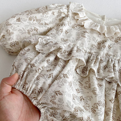 Autumn Arrival Baby Girls Long Sleeves Floral Onesies with Collar, MyKids-USA®, Baby One-Pieces, MyKids-USA -  -  -  -  -  -  - 