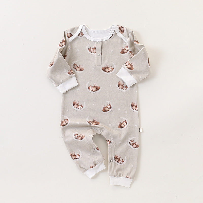 Autumn and Spring Arrival Baby Unisex Simple Animals Cartoon Pattern Long Sleeves Rompers, MyKids-USA®, Baby One-Pieces, MyKids-USA - Size/Age - 66 (3-6M) - Color - Grey -  -  - TR2409261729-D