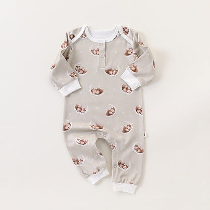 Autumn and Spring Arrival Baby Unisex Simple Animals Cartoon Pattern Long Sleeves Rompers, MyKids-USA®, Baby One-Pieces, MyKids-USA - Size/Age - 66 (3-6M) - Color - Grey -  -  - TR2409261729-D