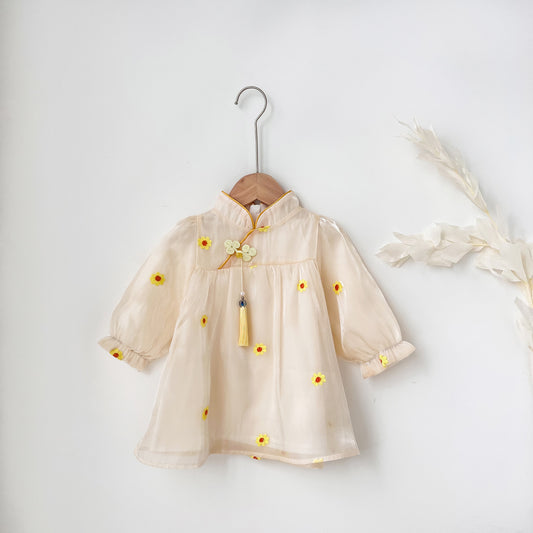 Arrival Autumn Girls Daisy Flowers Pattern Stand Collar Long Sleeves Tulle Patchwork Princess Dress, MyKids-USA®, Baby & Toddler Dresses, MyKids-USA -  -  -  -  -  -  - 