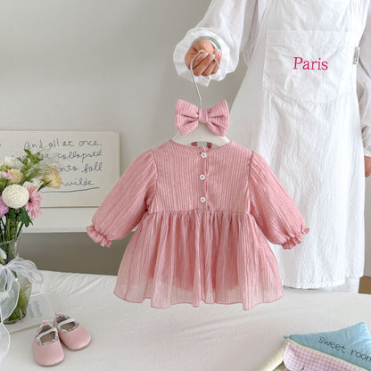 MyKids-USA® Autumn Arrival Baby Girls Long Sleeves Cute Butterfly-bows Pattern Bodysuit Dress