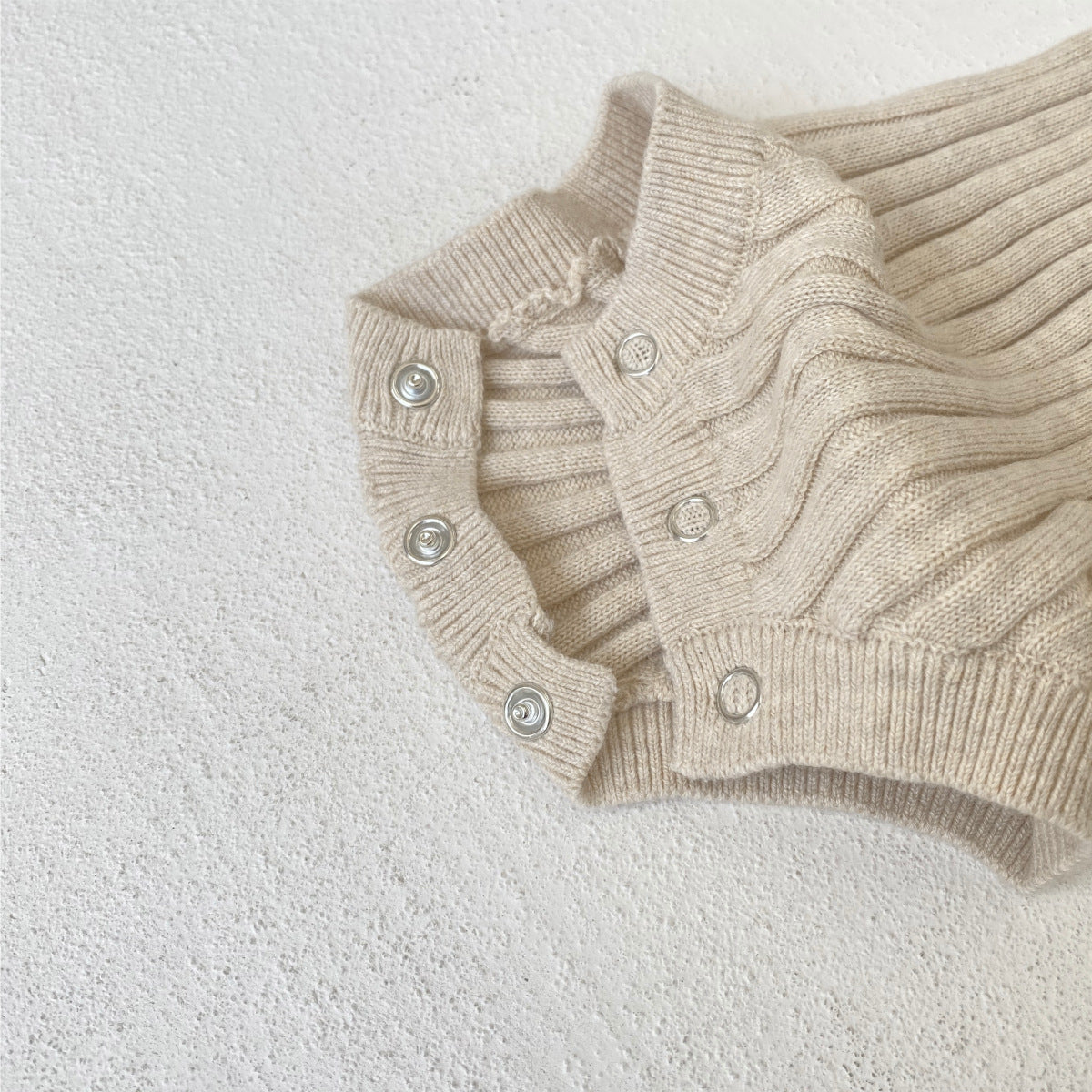 Summer Arrival Baby Unisex Short Sleeves Striped Pattern Knitted Bodysuit
