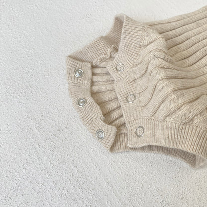 Summer Arrival Baby Unisex Short Sleeves Striped Pattern Knitted Bodysuit