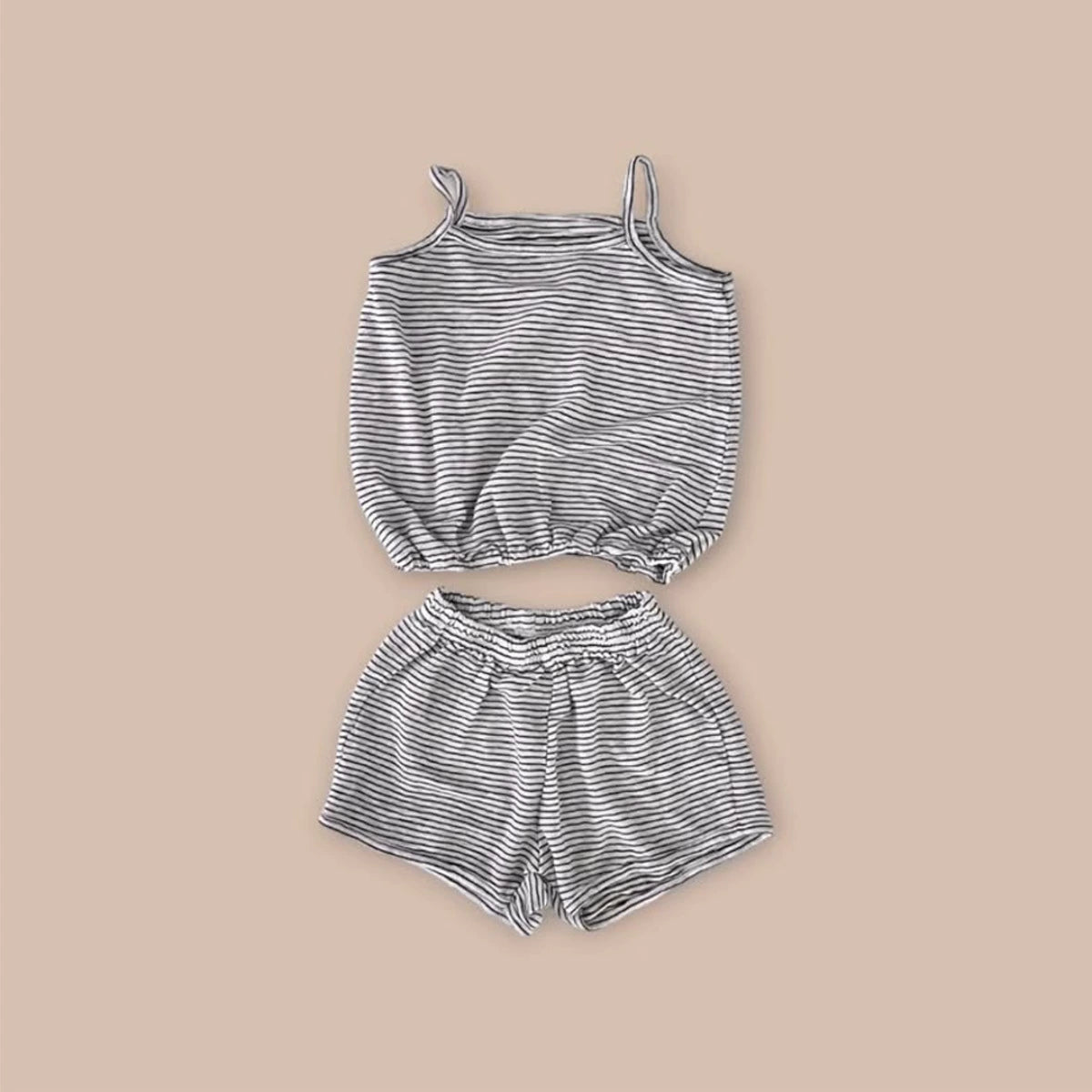 Summer Hot Selling Baby Unisex Sleeveless Striped Vest and Shorts Clothing Set, MyKids-USA®, Baby & Toddler Outfits, MyKids-USA - Size/Age - 66 (3-6M) - Color - Black -  -  - TR2505252342-A