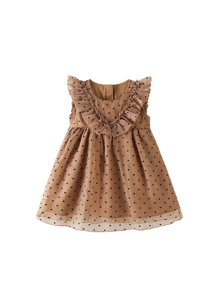 Summer Baby Kids Girls Sleeveless Dots Pattern Tulle Dress
