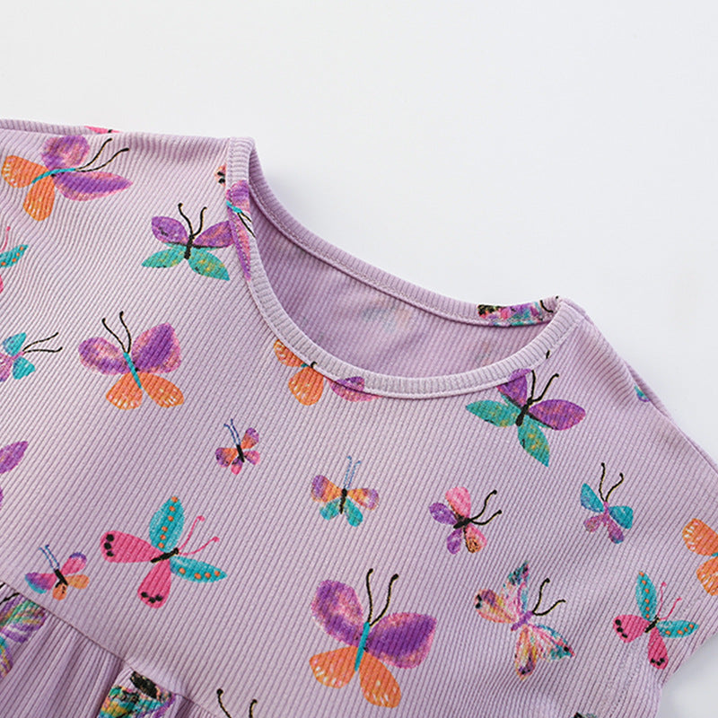 Summer Arrival Butterfly Pattern Short Sleeves Dress for Stylish Girls, MyKids-USA®, Baby & Toddler Dresses, MyKids-USA -  -  -  -  -  -  - 