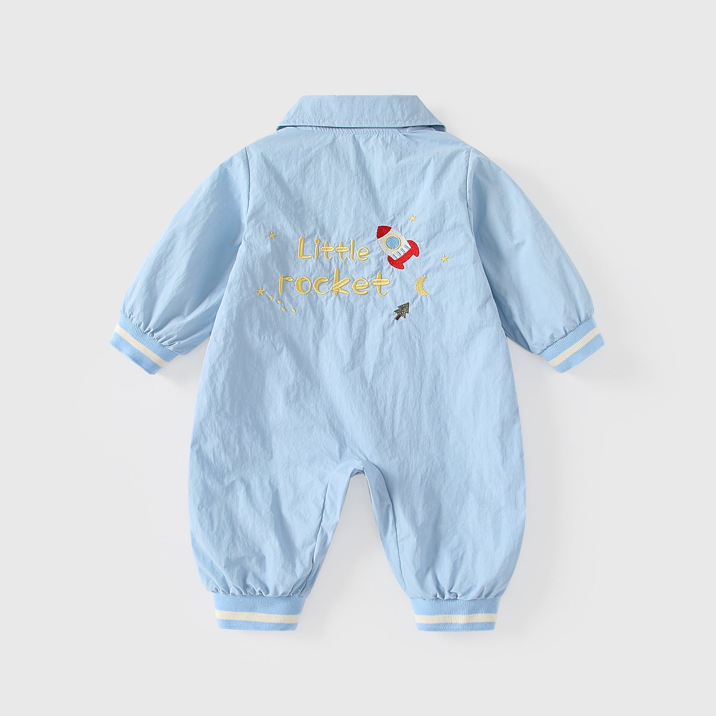 Spring Hot Selling Baby Boys Rocket Cartoon Embroidery Pattern Single Breasted Rompers Bodysuits with Collar, MyKids-USA®, Bodysuits, MyKids-USA -  -  -  -  -  -  - .