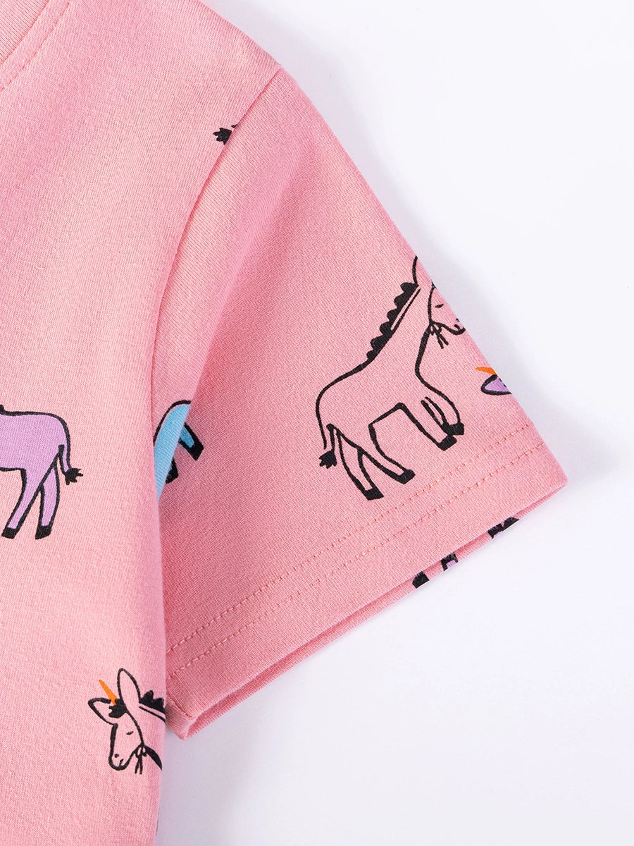 Summer Arrival Animals Cartoon Pattern Short Sleeves Crew Neck Dress for Stylish Girls, MyKids-USA®, Baby & Children's Dresses, MyKids-USA -  -  -  -  -  -  - .