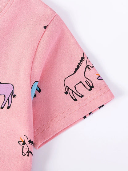 Summer Arrival Animals Cartoon Pattern Short Sleeves Crew Neck Dress for Stylish Girls, MyKids-USA®, Baby & Children's Dresses, MyKids-USA -  -  -  -  -  -  - .