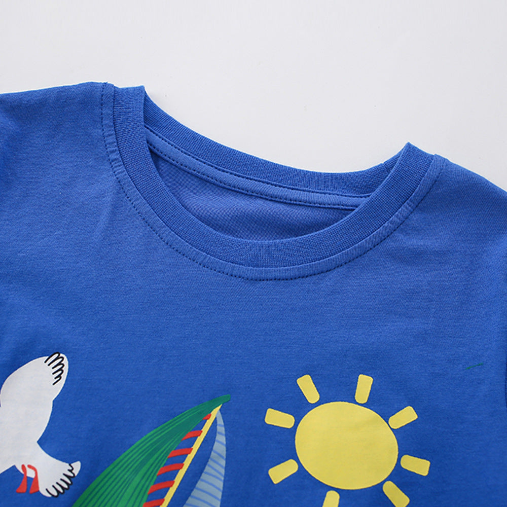 Summer Hot Selling Baby Kids Boys Short Sleeves Cartoon Animals Pattern T-shirt and Striped Shorts Clothing Set, MyKids-USA®, Baby & Children's Outfits, MyKids-USA -  -  -  -  -  -  - .