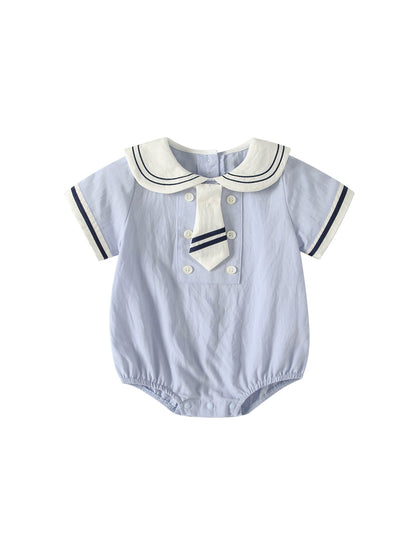 Summer Arrival Short Sleeves Navy Collar Color Patchwork Bodysuit for Boys, MyKids-USA®, Baby & Children's One-Pieces, MyKids-USA -  -  -  -  -  -  - .