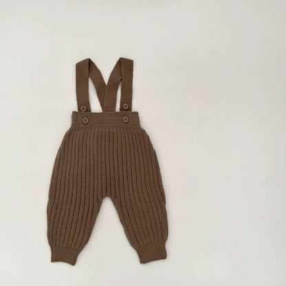 Autumn Arrival Baby Unisex Solid Color Sleeveless Knitted Strap Overalls, MyKids-USA®, Baby One-Pieces, MyKids-USA - Size/Age - 66 (3-6M) - Color - Brown -  -  - TR2509062205-D