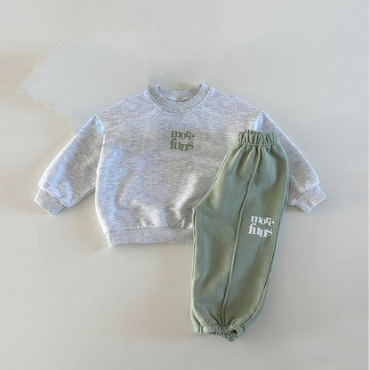MyKids-USA® Autumn Baby Kids Unisex Long Sleeves Letters Pattern Sweatshirt and Pants Clothing Set