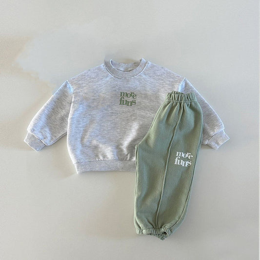 MyKids-USA® Baby Kids Unisex Long Sleeves Letters Pattern Sweatshirt and Pants Clothing Set