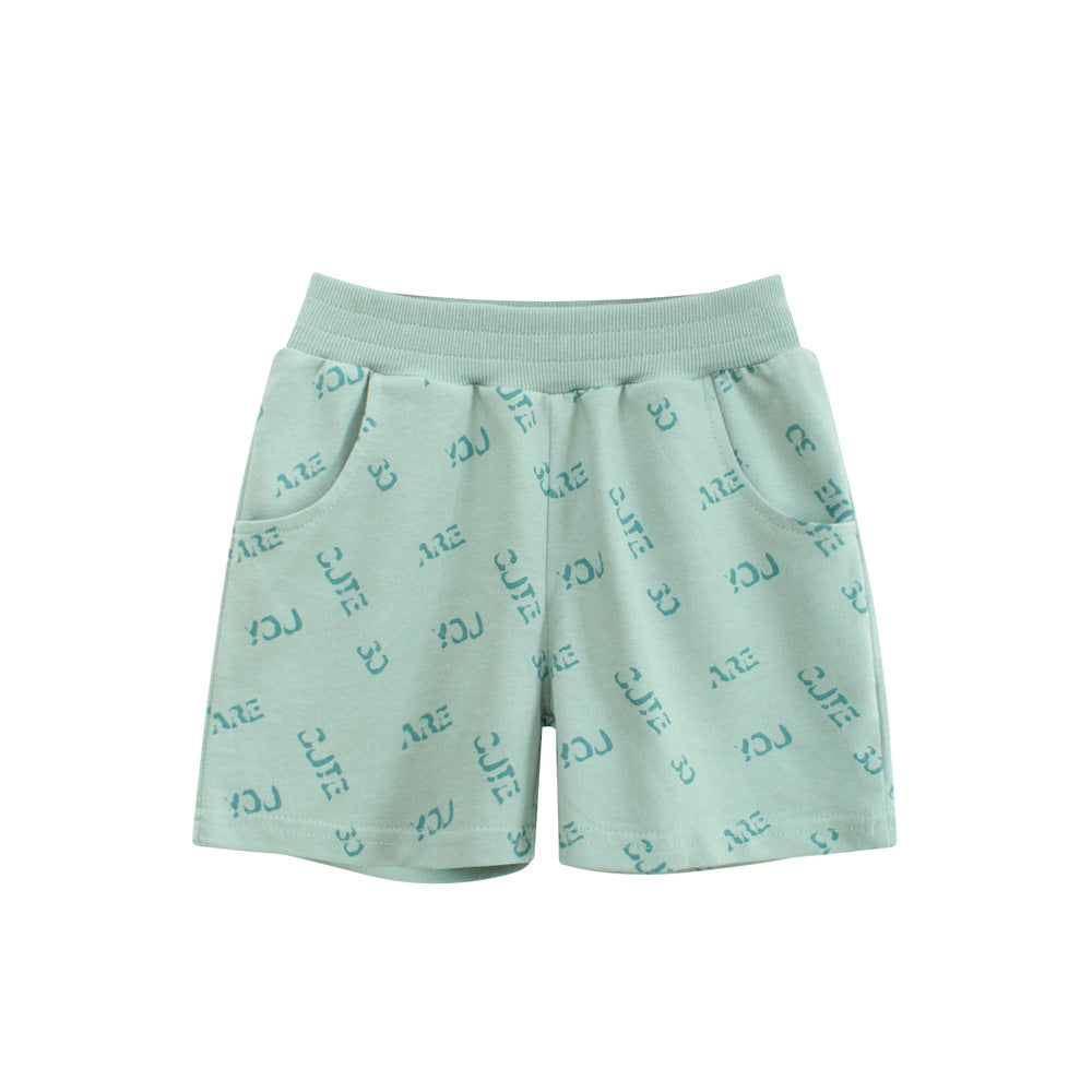 Summer Arrival Boys Cotton Casual Style Letters Pattern Shorts, MyKids-USA®, Shorts, MyKids-USA - Size/Age - 90 (12-24M) - Color - Green -  -  - TR2506171637-A