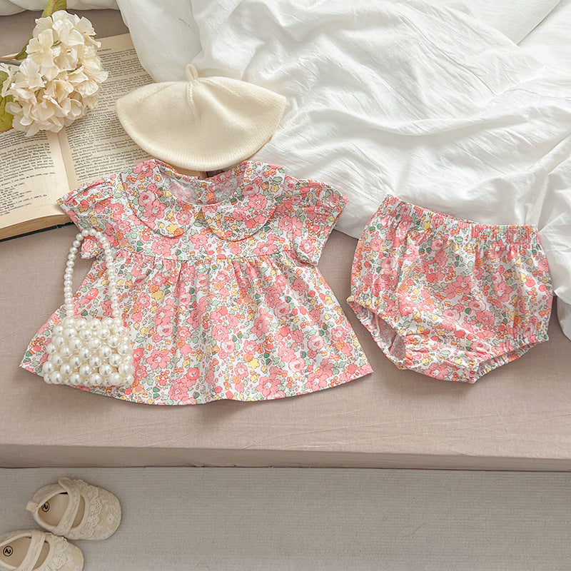 Summer Baby Kids Girls Floral Print Short Sleeves Top And Bloomers, MyKids-USA®, Baby & Toddler Outfits, MyKids-USA -  -  -  -  -  -  - 