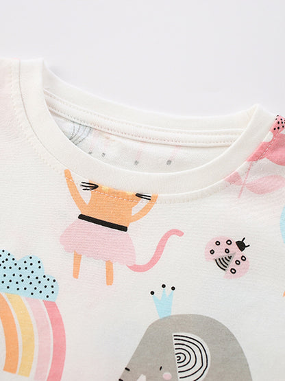 Arrival Autumn Baby Kids Girls Long Sleeves Cartoon Pattern Top and Pants Clothing Set