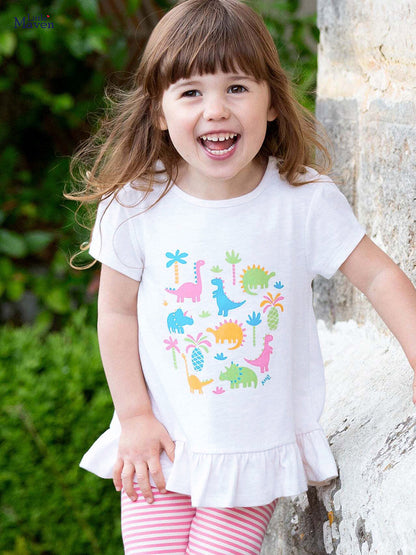 Girls’ Clothing Summer Collection – Dinosaurs And Plants Pattern Children’s T-Shirt Dress, MyKids-USA®, Baby & Toddler Tops, MyKids-USA -  -  -  -  -  -  - 