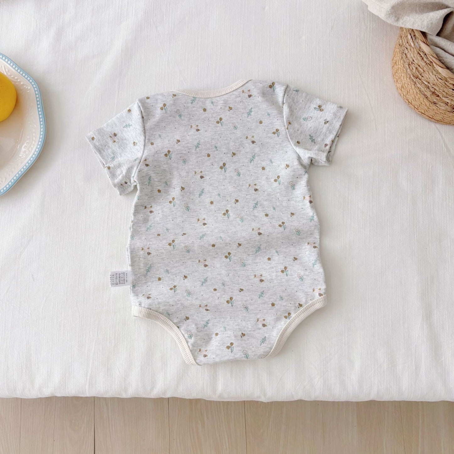 Summer Arrival Baby Unisex Casual Flowers Pattern Short Sleeves Grey Onesies, MyKids-USA®, Baby One-Pieces, MyKids-USA -  -  -  -  -  -  - 