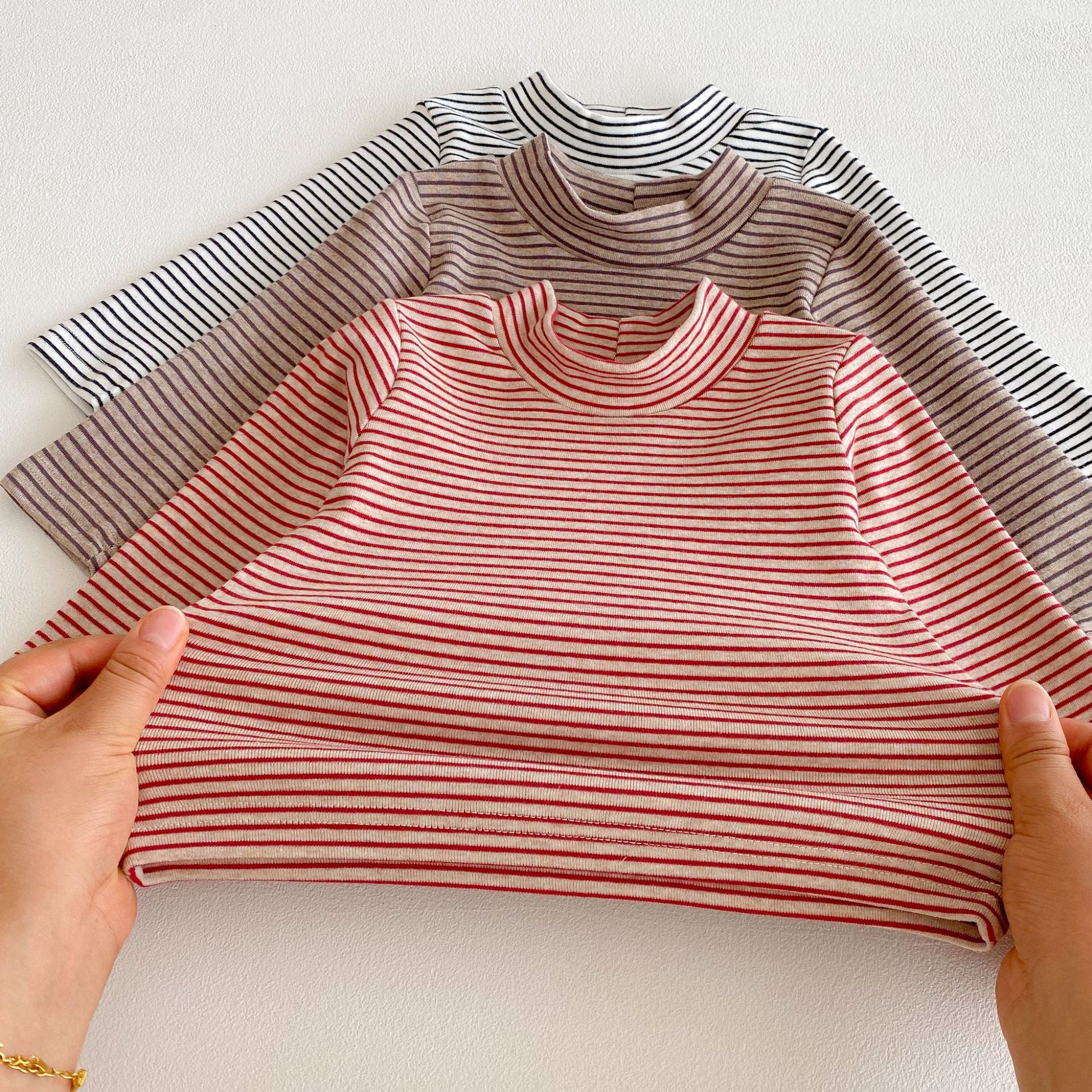 Autumn and Spring Arrival Kids Unisex Casual Striped Long Sleeves Turtleneck Top, MyKids-USA®, Shirts, MyKids-USA -  -  -  -  -  -  - 
