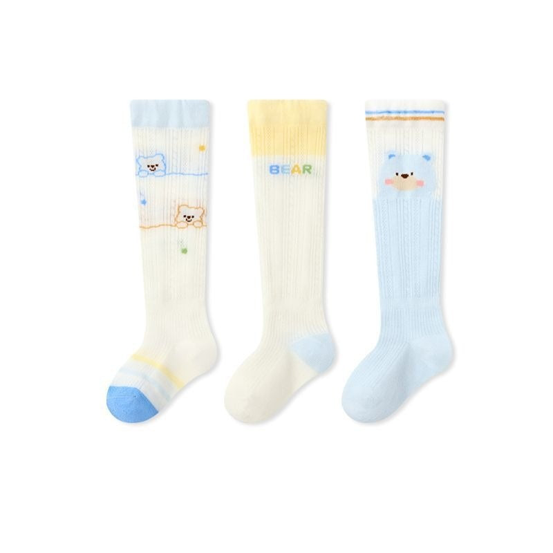 Autumn and Spring Baby Unisex Breathable Cute Cartoon Pattern Stockings 3-Pair Set, MyKids-USA®, Baby & Toddler Socks & Tights, MyKids-USA - Size/Age - XS (0-6M) - Color - Light Blue -  -  - TR2602031139-F.